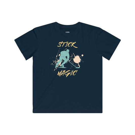 Kids Hockey Super Soft T-Shirt - Stick Magic Design