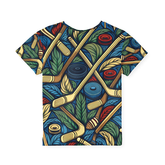 Colorful Kids Sports Jersey - Hockey sticks and Pucks Design