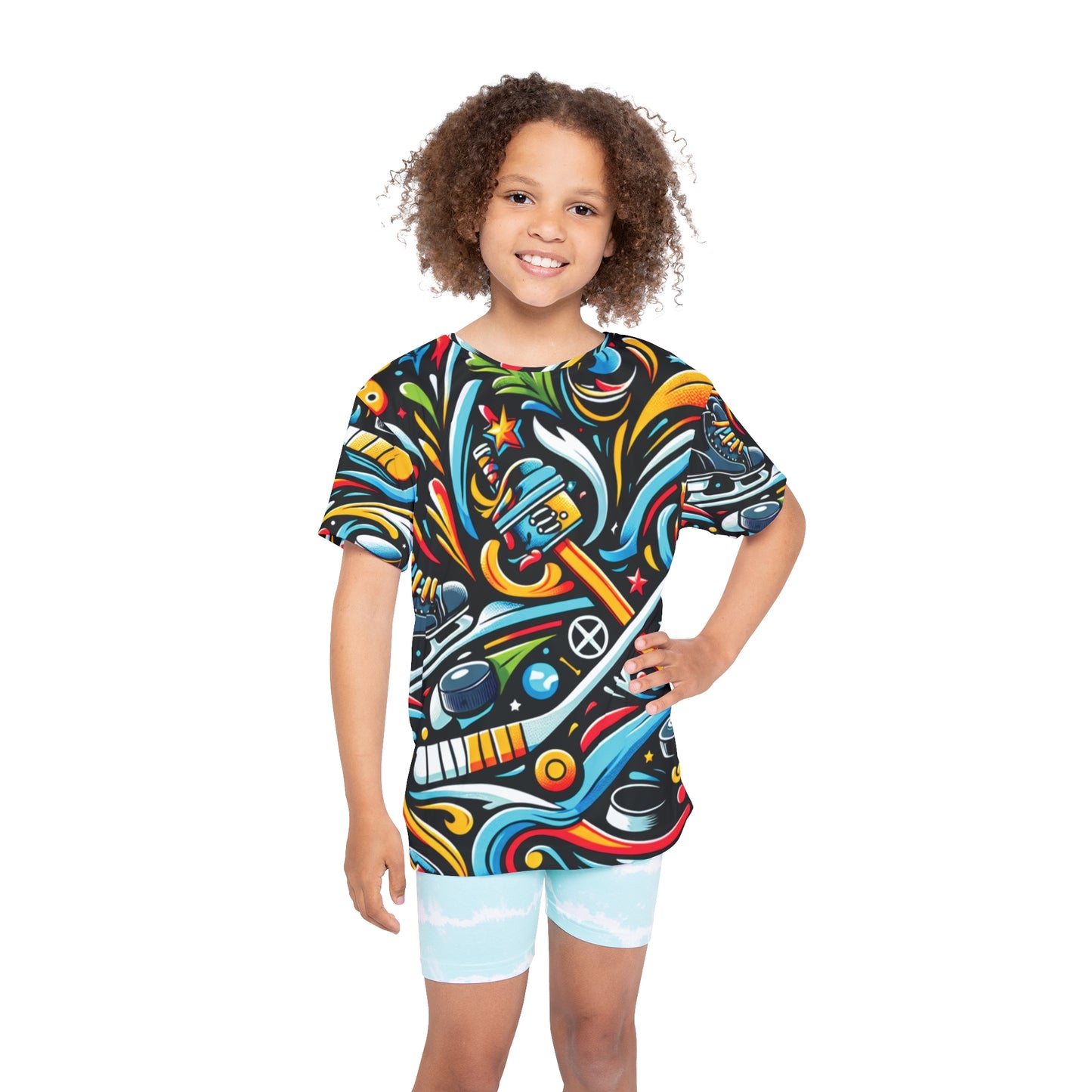 Vibrant Kids Jersey Tee- Colorful Hockey Design