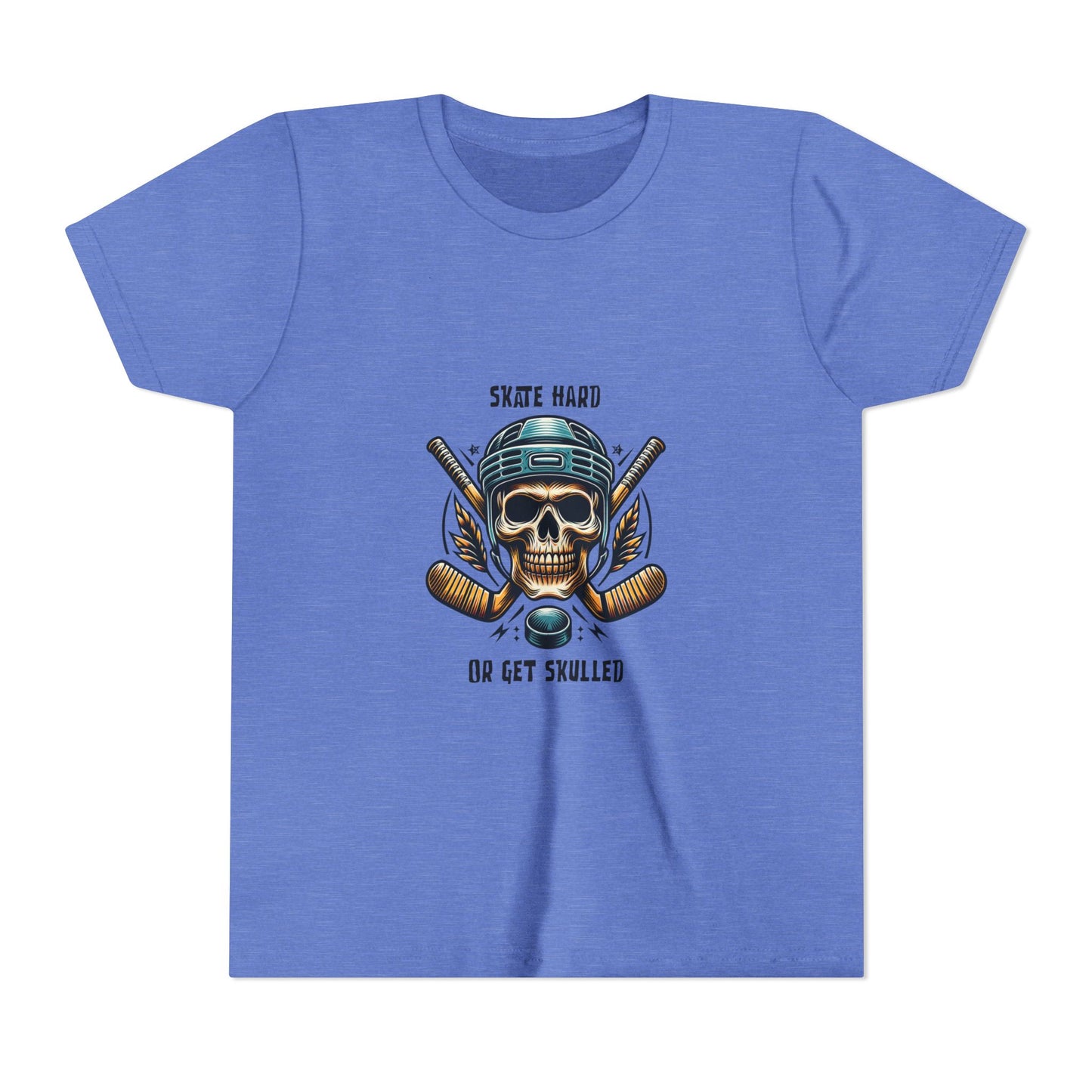 Youth Hockey-Themed Tee - Skate Hard or Get Skulled
