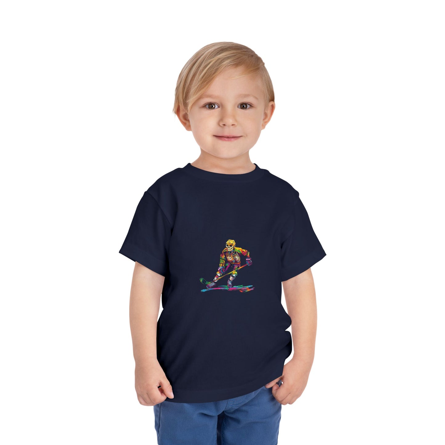 Toddler Vibrant Hockey Skeleton Short Sleeve T-Shirt