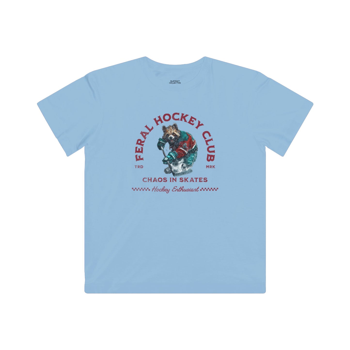 Feral Hockey Club Kids T-Shirt - Chaos in Skates Design for Young Hockey Enthusiasts
