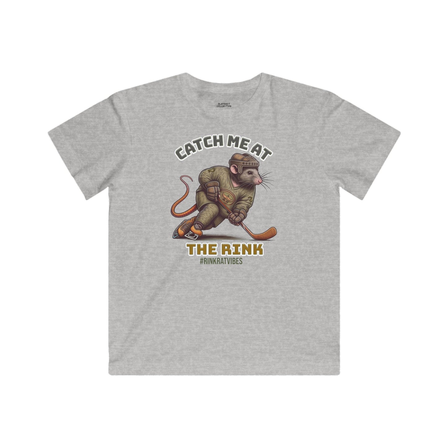 Kids Super Soft Hockey Tee - Catch Me at the Rink Rat Design