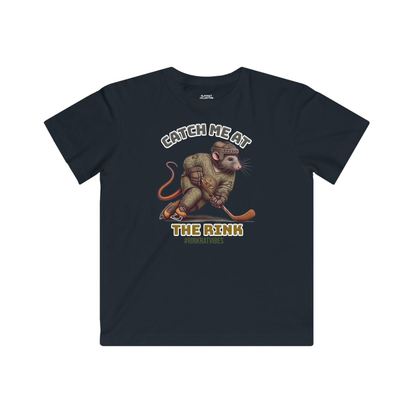 Kids Super Soft Hockey Tee - Catch Me at the Rink Rat Design