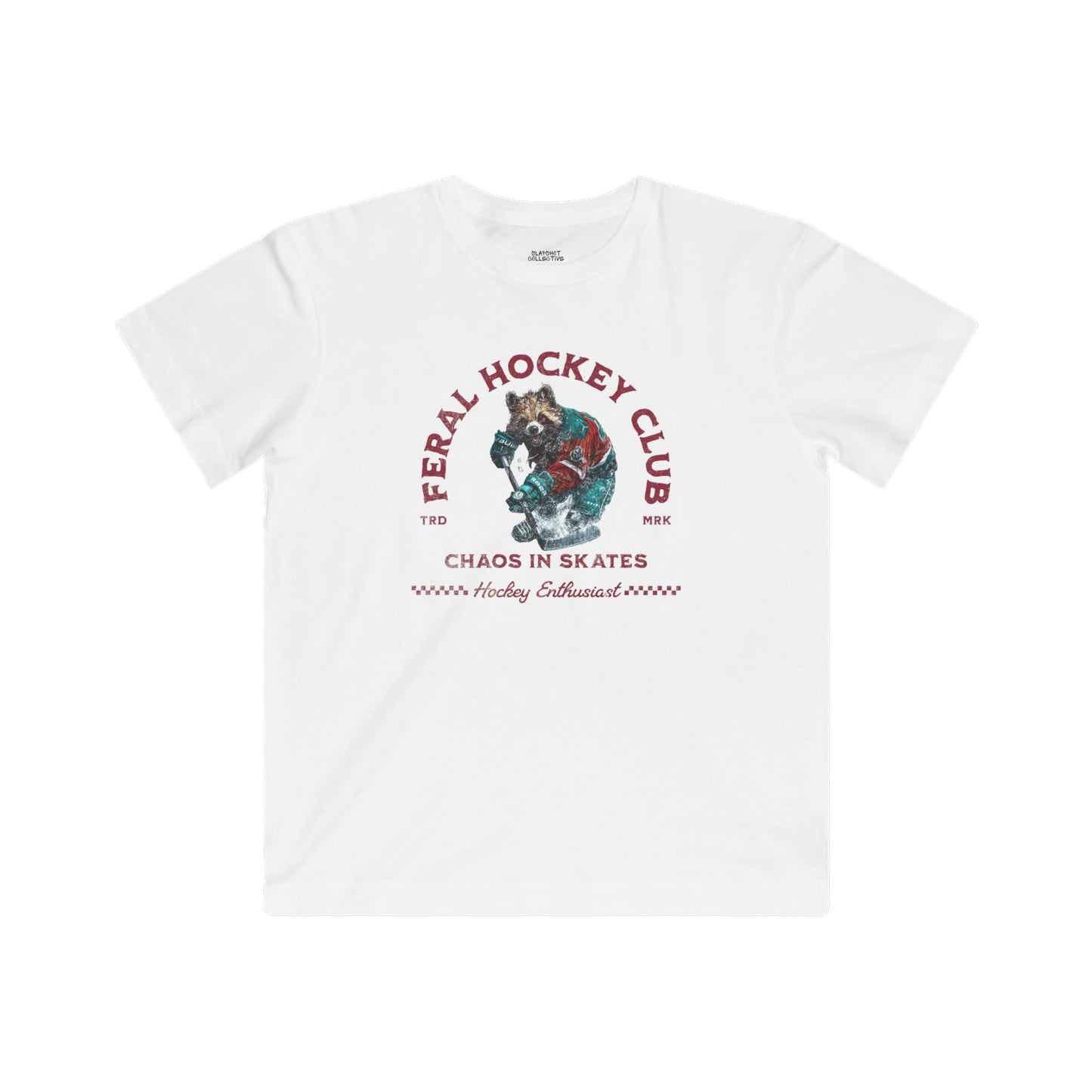 Feral Hockey Club Kids T-Shirt - Chaos in Skates Design for Young Hockey Enthusiasts