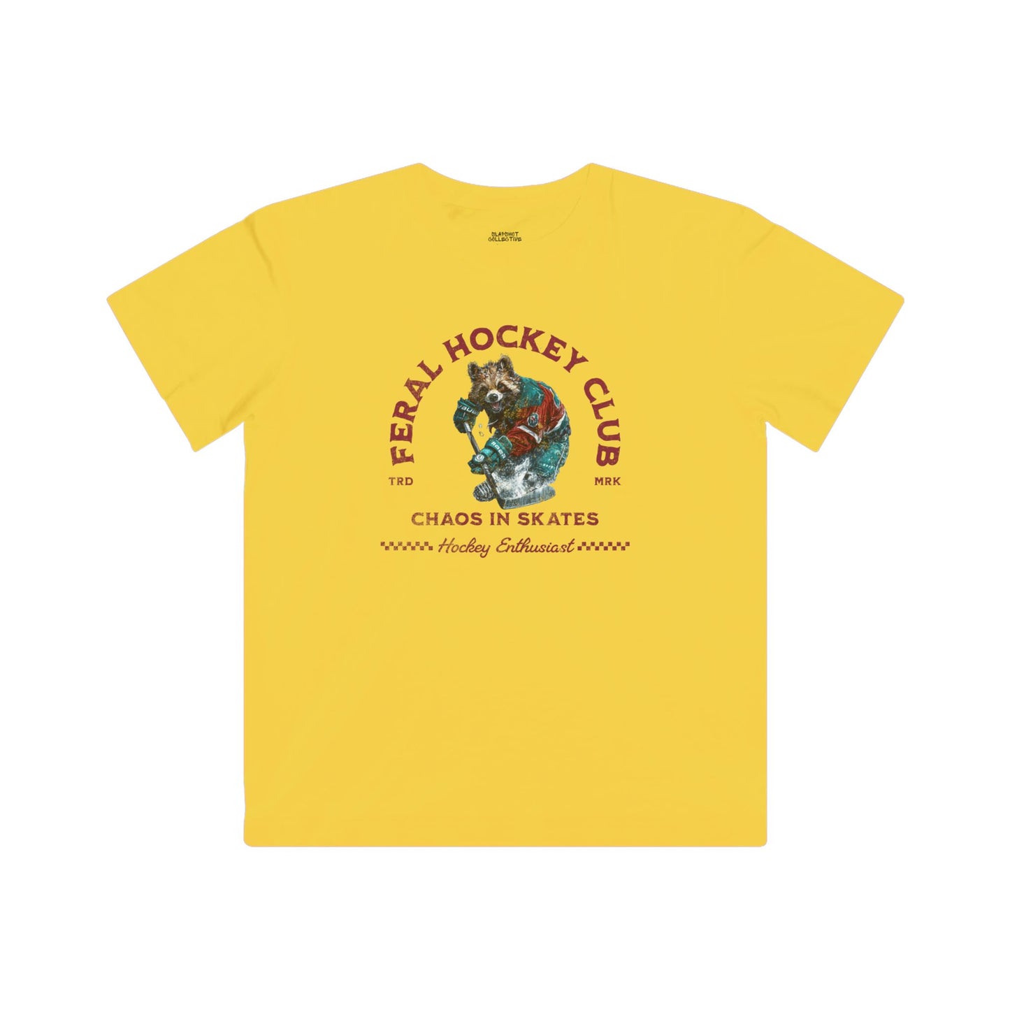 Feral Hockey Club Kids T-Shirt - Chaos in Skates Design for Young Hockey Enthusiasts